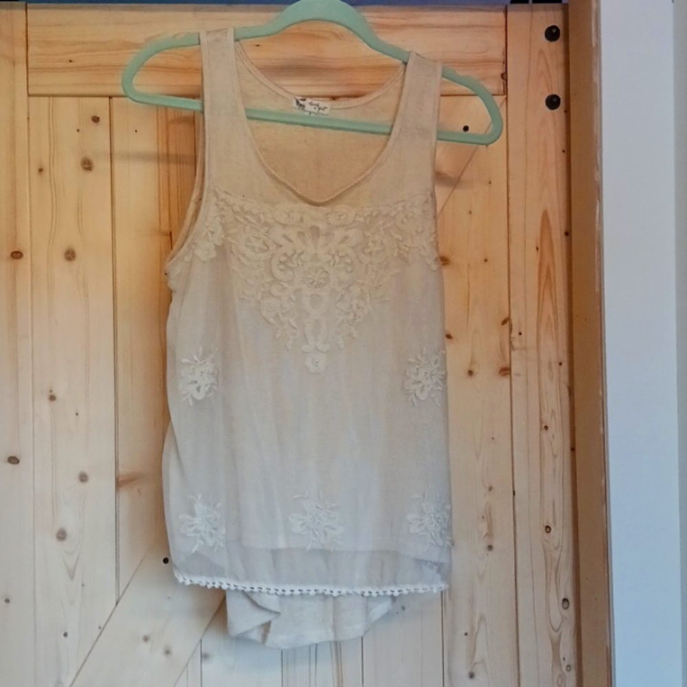 Cream lace tank